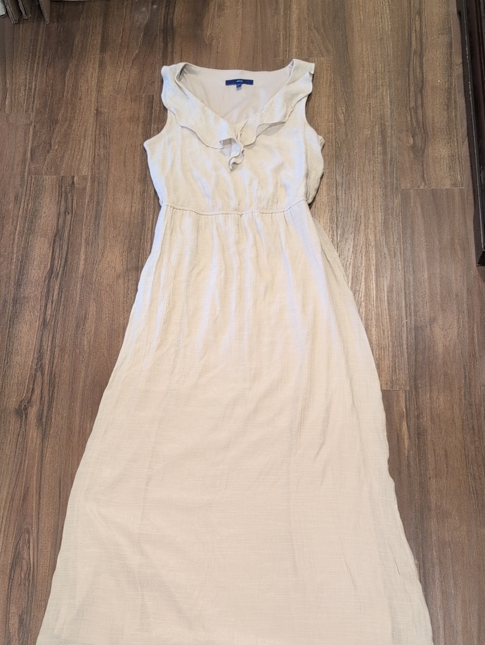 Apt 9 Linen Style Maxi Dress Light Beige Ruffle For Summer
